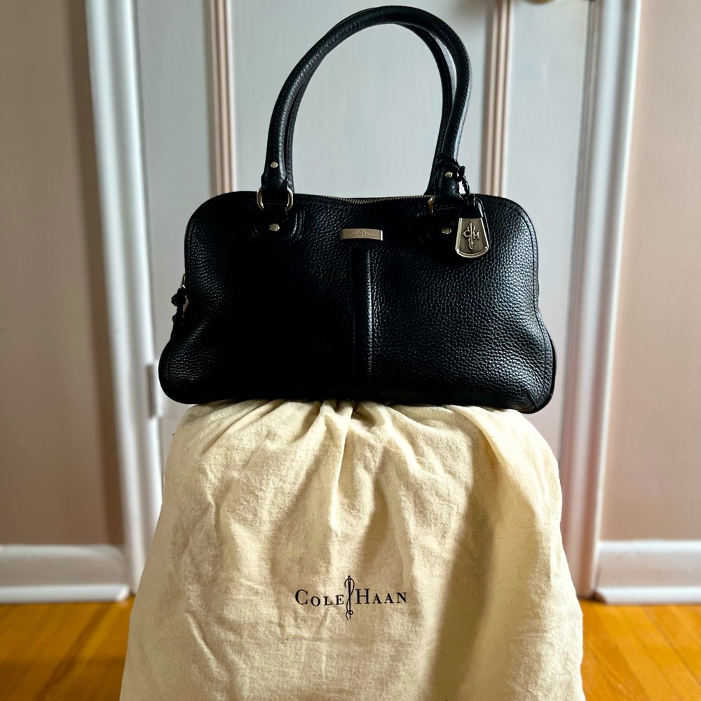 Cole Haan Black Pebble Leather Handbag.